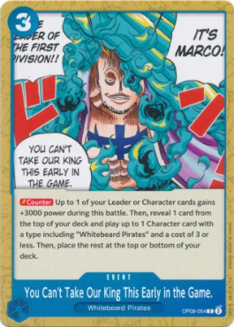 You Can't Take Our King This Early in the Game.